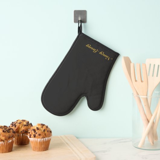 Custom Text Oven Mitt for Kitchen or Grill M Black 鍋つかみ (インサイチュ (吊り下げ))