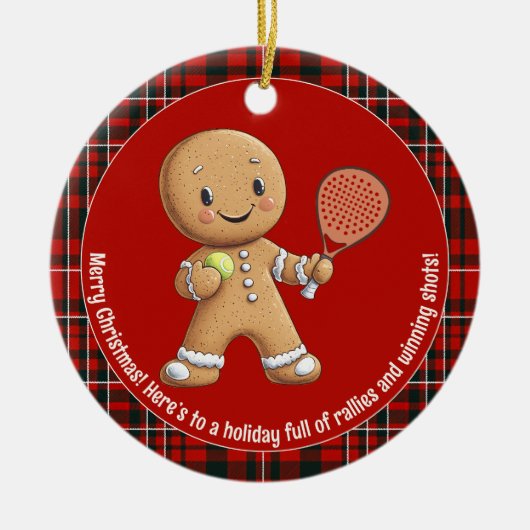 🎾🎄Custom text, Padel Powered Christmas セラミックオーナメント (正面)