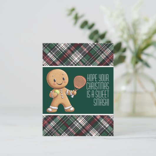 🎾🎄Custom text, Padel Powered Christmas ポストカード (スタンド正面)