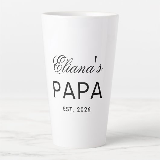 Custom Text Papa Latte Mug Gift Personalized Desig カフェラテマグ (正面)