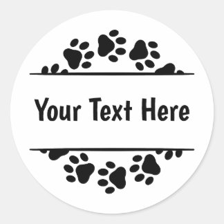 Custom Text Paw ラウンドシール