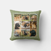 Custom Text Photo Collage Pet Dog Earthy Green クッション (正面)