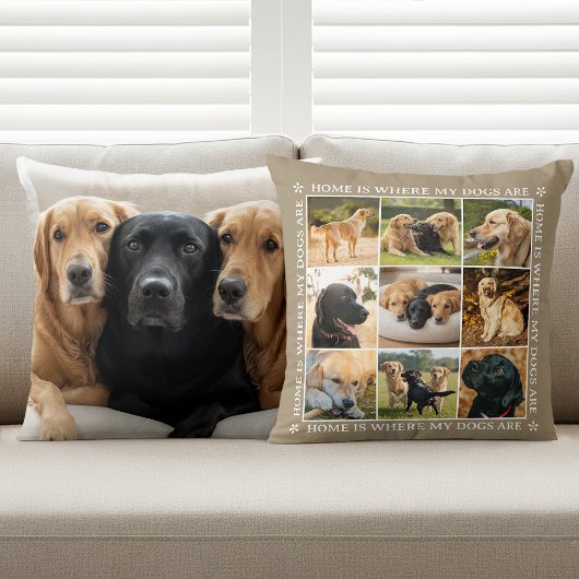 Custom Text Photo Collage Pet Dog Love Brown クッション