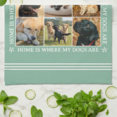 Custom Text Photo Collage Pet Dog Love Soft Green キッチンタオル (折り畳み)
