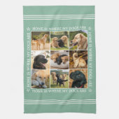 Custom Text Photo Collage Pet Dog Love Soft Green キッチンタオル (縦)