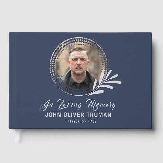 Custom Text Photo Memorial Funeral Leaves ゲストブック (正面)
