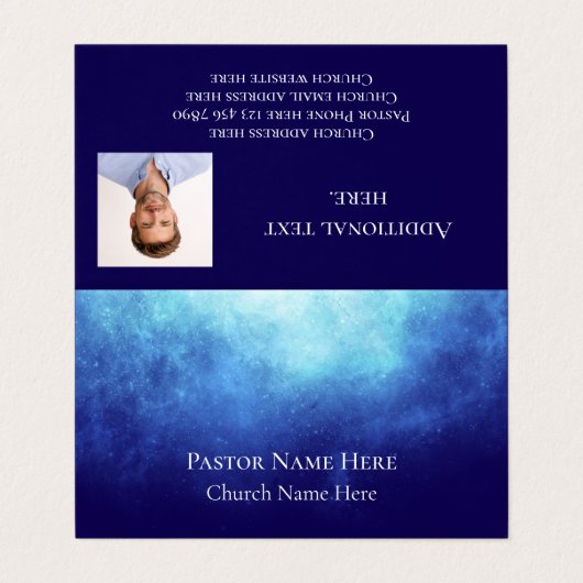 Custom Text & Photo Modern Blue Church Pastor 名刺 (外部フラット)