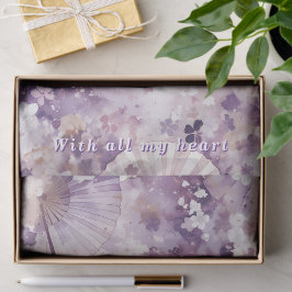 Custom Text Purple Watercolor Japanese Parasol  薄葉紙