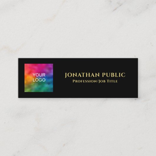 Custom Text QR Code Logo Template Black Gold Mini コーリングカード (正面)