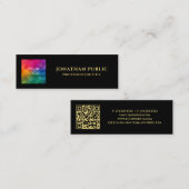 Custom Text QR Code Logo Template Black Gold Mini コーリングカード (正面/裏面)