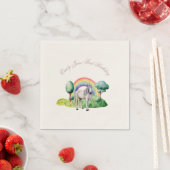 Custom Text Rainbow Unicorn Pink Birthday Party スタンダードカクテルナプキン (インサイチュ)