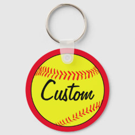Custom Text Red Fastpitch Softball Team or Player キーホルダー