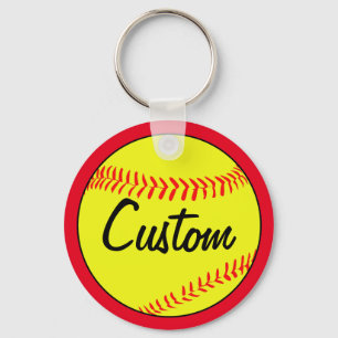 Custom Text Red Fastpitch Softball Team or Player キーホルダー