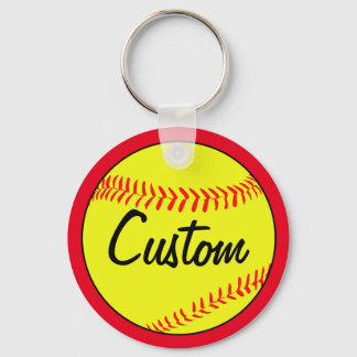 Custom Text Red Fastpitch Softball Team or Player キーホルダー