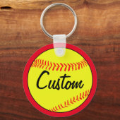 Custom Text Red Fastpitch Softball Team or Player キーホルダー (正面)