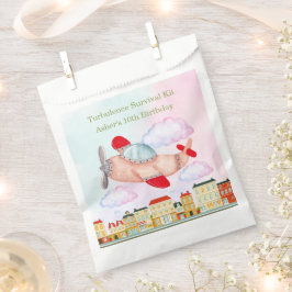 Custom Text Red Vintage Watercolor Airplane  フェイバーバッグ