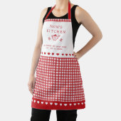 Custom Text Red & White Buffalo Check Gingham  エプロン (インサイチュ)