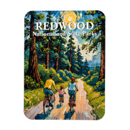 Custom Text Redwood Forest Family Cycling Colorful マグネット