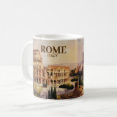 Custom Text Rome Italy Colosseum Retro Watercolor コーヒーマグカップ (正面左)