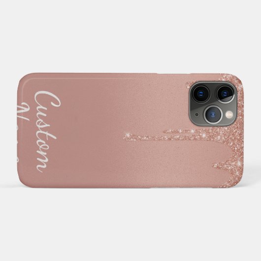  custom text rose gold blush Gliter Sparkle Case-Mate iPhoneケース (裏面(横))