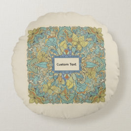 Custom Text Round Zentangle Mandala Pillow ラウンドクッション