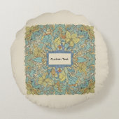 Custom Text Round Zentangle Mandala Pillow ラウンドクッション (裏面)