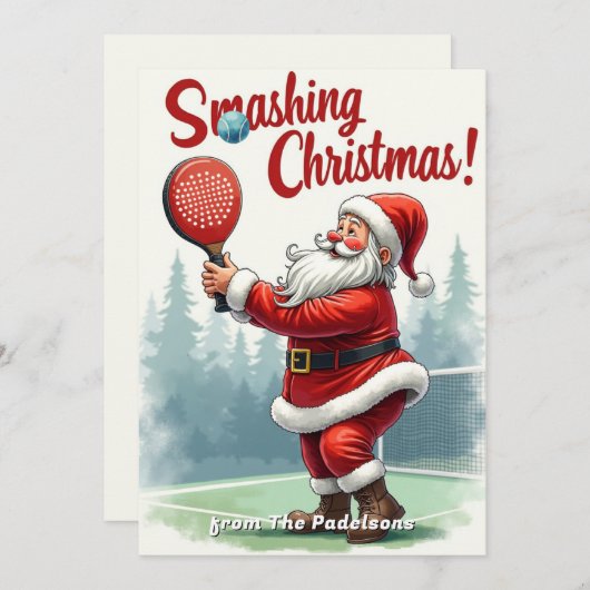 🎾🎄Custom text, Santa’s Smash Shot シーズンカード (正面/裏面)