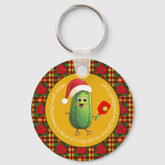 Custom text Santa's Pickleball Rally キーホルダー (正面)
