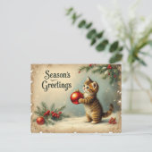 Custom Text Season’s Greetings Kitten Postcard シーズンポストカード (スタンド正面)