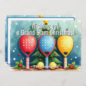 🎾🎄Custom text, Snowfall Smashmas シーズンカード (正面/裏面)