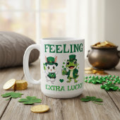 Custom Text St. Patrick's Day Frog and Bunny コーヒーマグカップ