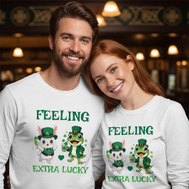 Custom Text St. Patrick's Day Frog and Bunny トライブレンドＴシャツ