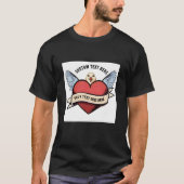 Custom Text T-Shirt | Heart Funny Seagull Tattoo Tシャツ (正面)