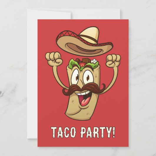 Custom Text Taco Party 招待状 (正面)