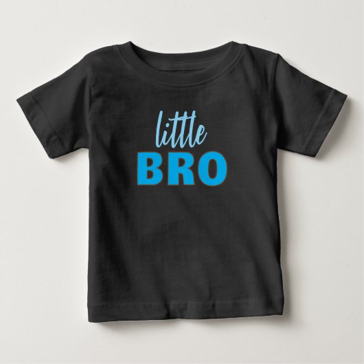 Custom Text Template Black & Blue Little Bro ベビーTシャツ (正面)