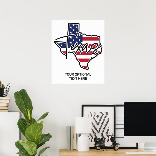 Custom Text Texas ポスター (ホームオフィス)