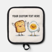 Custom Text Toast and Egg Cute 鍋敷き (正面)