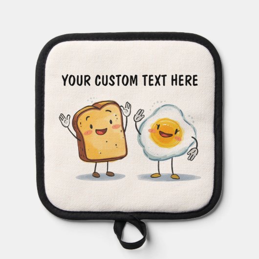 Custom Text Toast and Egg Cute 鍋敷き (正面)