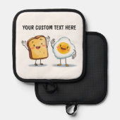 Custom Text Toast and Egg Cute 鍋敷き (正面/裏面)