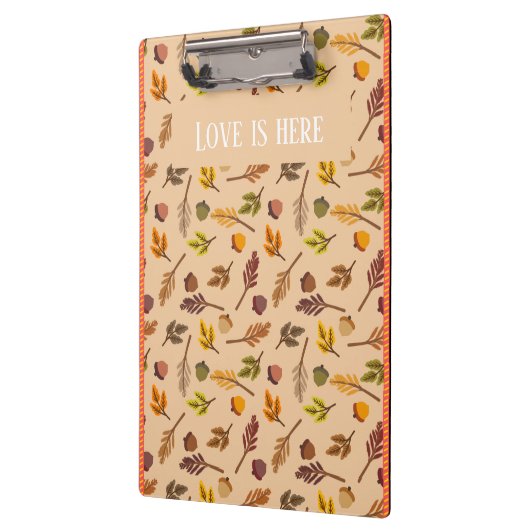 Custom text Trendy autumn background orange frames クリップボード (左)