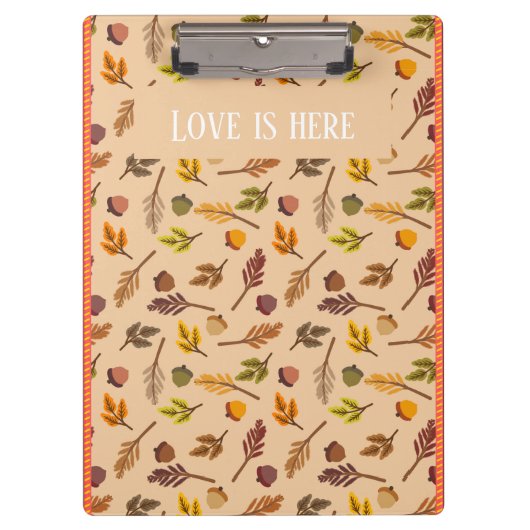 Custom text Trendy autumn background orange frames クリップボード (正面)