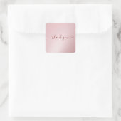 Custom Text Typography Elegant Rose Gold Thank You スクエアシール (バッグ)