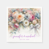 Custom Text Typography Script Floral Weddings スタンダードカクテルナプキン (正面)