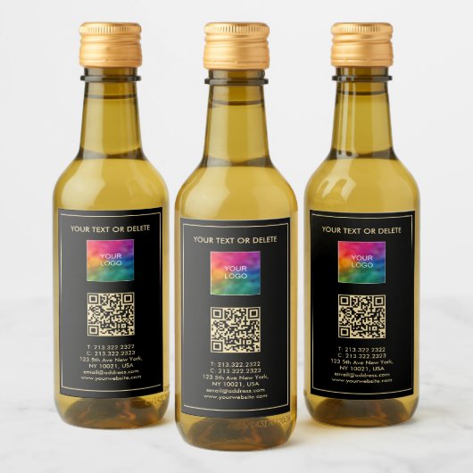 Custom Text Upload Business Logo Template Mini ワインラベル (ボトル)