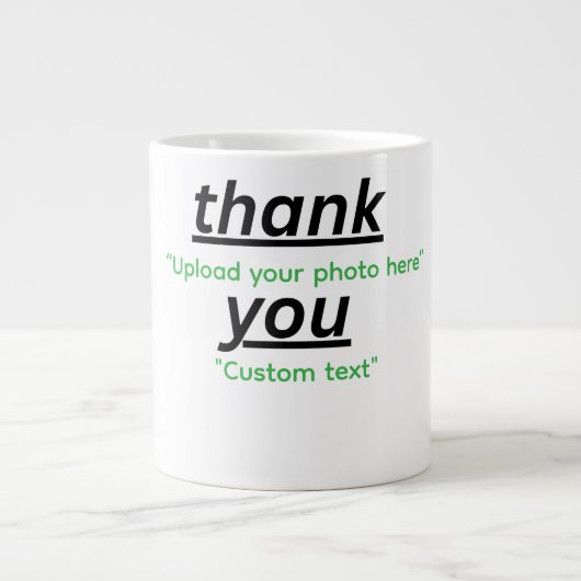 Custom Text & Upload Your Photo Personalized ジャンボコーヒーマグカップ (正面)
