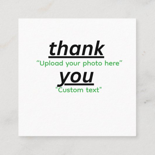 Custom Text & Upload Your Photo Personalized スクエア名刺 (裏面)