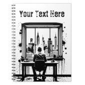Custom Text Urban Skyline Art Notebook ノートブック (正面)
