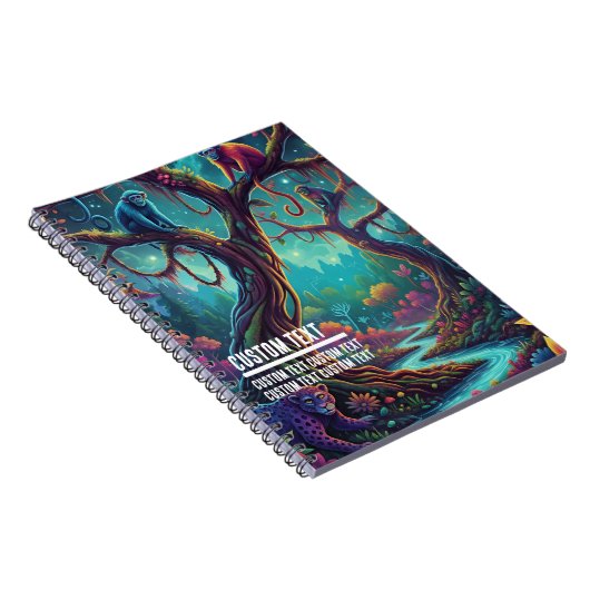 Custom Text Vibrant Jungle Monkeys Whimsical ノートブック (右側)