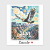 Custom Text Vibrant Zion Canyon Bird Condor Retro シール (シート)