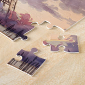 Custom Text Watercolor Eiffel Tower Sunset Travel ジグソーパズル (側面)